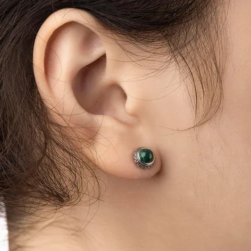 Vista 95 de Aretes de plata de ley con piedra natal de cristal real, joyería para mujer, moda occidental 925, envejecida, bohemia, hecha a mano, el mejor regalo