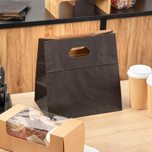 Vista 8 de Bag Tek Rectangle Paper Take Out Bag - with Handles - 11" x 7" x 11" - 100 count box