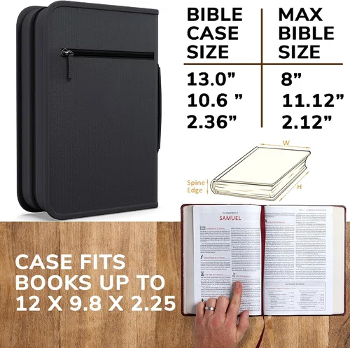 Vista 49 de DEHITE Funda para la Biblia para mujer, bolsas de transporte de la Biblia, tamaños medianos y grandes, ranuras para bolígrafos, tela de primera