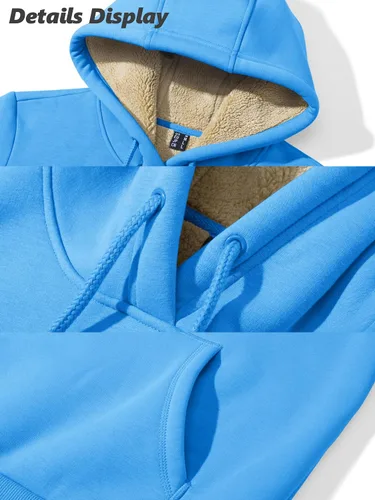 Vista 65 de MAGCOMSEN Sudaderas con capucha para mujer, con forro de sherpa, de vellón, para invierno, cálido, pesado, de algodón, con bolsillo