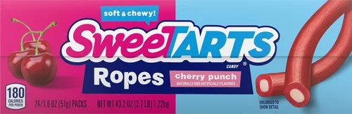 Vista 5 de SweeTARTS Soft and Chewy Ropes, sabor a ponche de cereza, 1.8 onzas en bolsitas (paquete de 48)
