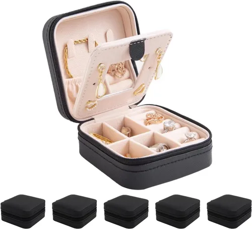 Vista 14 de KElofoN Estuche de viaje para joyas Caja de viaje para joyas Organizador de joyas de viaje Pequeño estuche organizador de joyas para niñas y mujeres