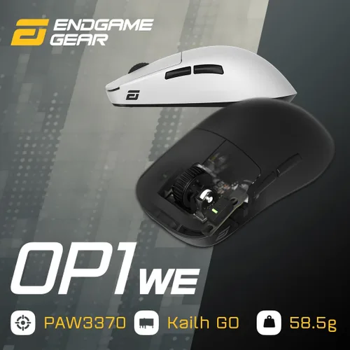 Vista 2 de ENDGAME GEAR OP1we - Mouse inalámbrico para juegos, microcontrolador CompX CX52850, sensor óptico Pixart PAW3370, compatible con la mod, diseño