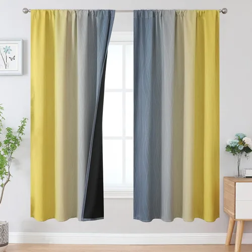 Vista 84 de Estelar Textiler Cortinas oscurecedoras beige y blanco grisáceo de 45 pulgadas de largo, cortinas graduadas con bloqueo de luz para baño, cortinas