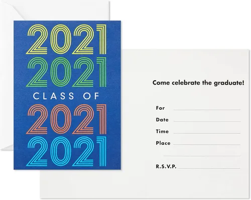 Vista 4 de Hallmark Invitaciones para fiesta de graduación 2021, 20 invitaciones con sobres (azul retro)