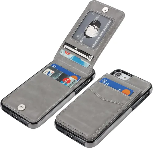 Vista 8 de KIHUWEY - Funda tipo cartera para iPhone SE/8/7 con función atril
