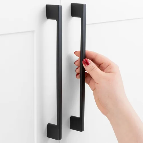 Vista 8 de Paquete de 10 tiradores para gabinete de 3-3/4 pulgadas (96mm) de color negro mate, manijas de gabinete negro para cocina, accesorios de cocina