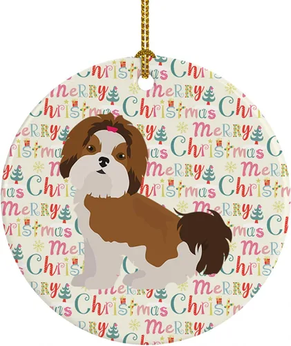 Vista 86 de Caroline's Treasures Abyssinian Sand Terrier - Adorno de cerámica para colgar en el árbol de Navidad, para el hogar, Navidad, fiestas, regalo, 3