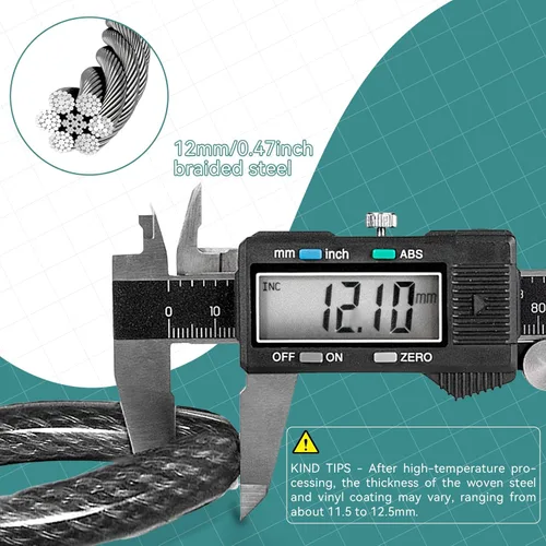 Vista 2 de EEBBL - Cable de seguridad comercial resistente de 7 pies, construcción de acero trenzado de 1/2 pulgadas, 7 x 19 pulgadas, con protección sin