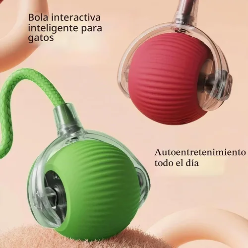 Vista 2 de Paquete de 3 juguetes automáticos para gatos, juguete interactivo de 360° para gatos de interior (rojo, gris, verde)