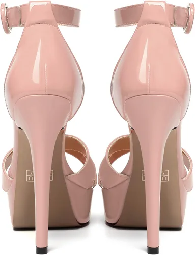Vista 39 de MODENCOCO Sandalias de boda con correa de tobillo sexy para mujer, con plataforma y puntera abierta, tacón de aguja y tacón alto, zapatos de vestir