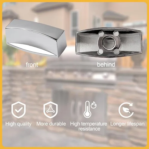 Vista 6 de Pomo de válvula de rango compatible con horno/estufa/estufa de gas, perilla cromada para válvula de control en forma de D, reemplazos de perilla