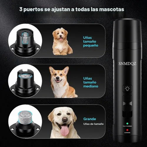 Vista 3 de Molinillo de uñas para perros, recortadores de uñas para perros y juego de cortaúñas con 2 luces LED. Molinillo de uñas para mascotas eléctrico