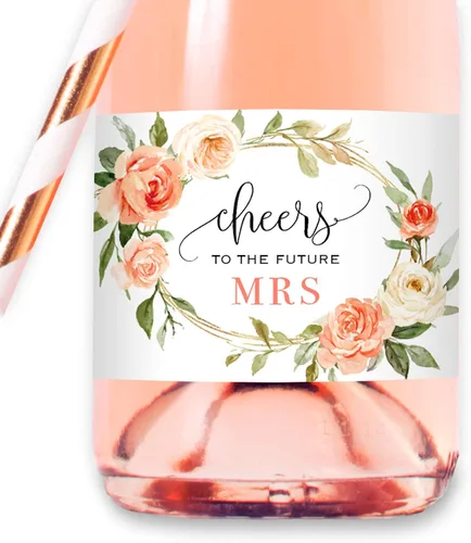 Vista 8 de Felicidades a la futura Sra. - Mini etiquetas para botellas de champán de despedida de soltera, etiquetas impermeables para botellas de vino mini