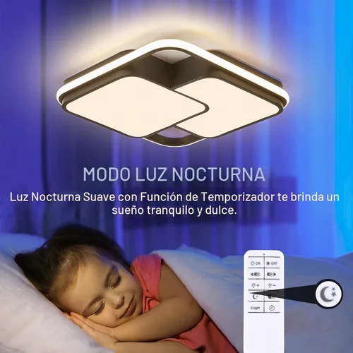 Vista 6 de ORANOOR - Lámpara de techo LED moderna, lámpara de techo de montaje empotrado regulable de 15.7 pulgadas en forma de cuadrado negro con control