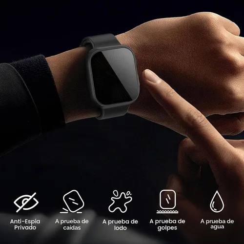 Vista 7 de Waterproof Privacy Case for Apple Watch Screen Protector 46mm Black Negro