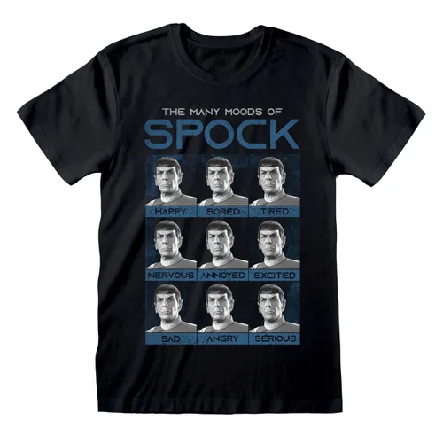Vista 2 de Camiseta de Manga Corta Unisex Star Trek Many Mood Of Spock Negro