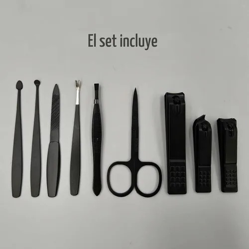 Vista 2 de Juego de manicura cortaúñas Set Manicura Pedicura Kit 9 Pack Regalos para Herramientas de cuidado de uñas de acero inoxidable con estuche de viaje