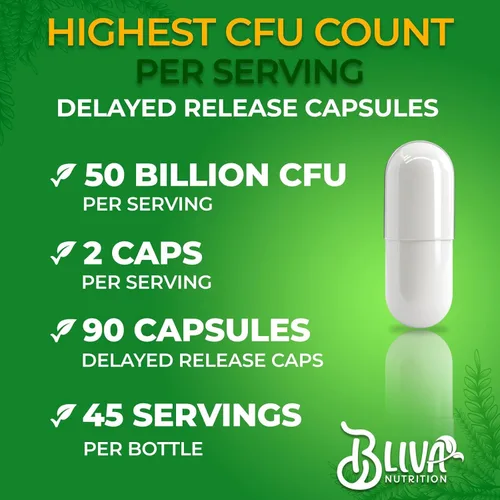Vista 3 de BLIVA Lactobacillus Gasseri Cápsulas – L Gasseri – 50 mil millones de UFC por porción – Suplemento de L. Gasseri más alto de UFC – 90 cápsulas