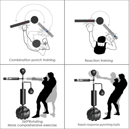 Vista 2 de InnoLife MMA Boxing Speed Trainer Punching Spinning Bar con doble cabezal de punzonado
