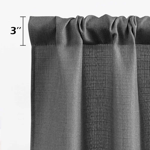 Vista 2 de Valea Home Paneles de cortina de lino sintético para ventana, con bolsillo para barra, para sala de estar, patio, puerta, decoración rústica