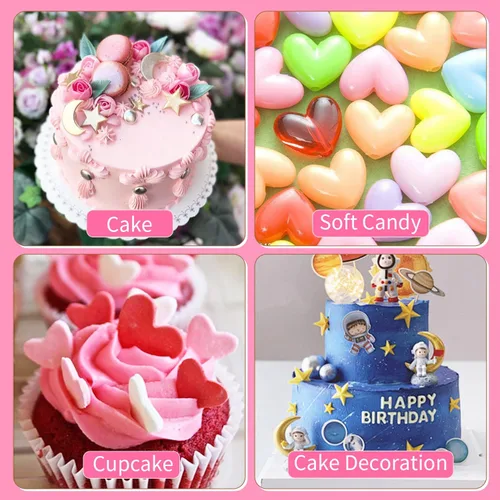 Vista 7 de KALAIEN 2 moldes de silicona con forma de corazón 3D con forma de corazón, pasta de goma de mascar para chocolate, decoración de galletas, pasteles