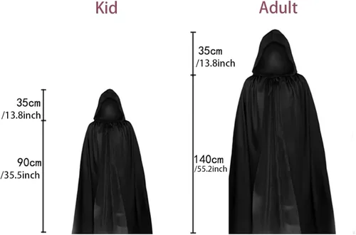 Vista 4 de Kephay Disfraz de la parca de Halloween para niños y adultos, disfraz de la parca para niños, 5 piezas, conjunto de fantasmas aterradores, cosplay