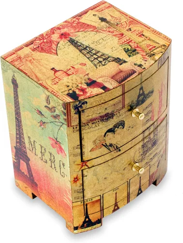 Vista 2 de NOVICA Joyero de madera artesanal Decoupage, multicolor, Carlota'S Secret