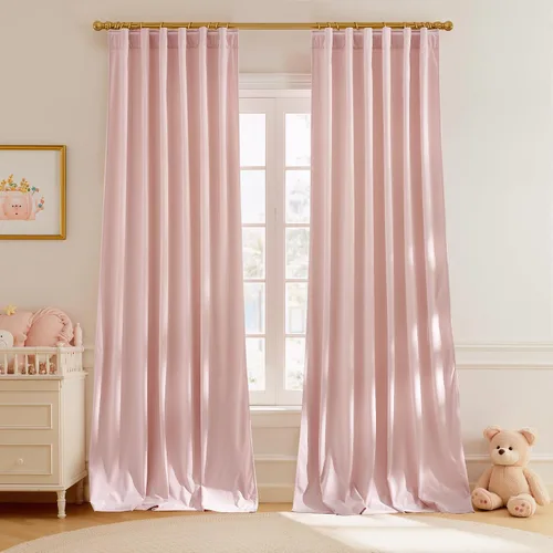Vista 17 de StangH Cortinas 100% opacas, color beige, terciopelo suave y grueso, cortinas para ventana de dormitorio, forro blanco, cortinas con aislamiento