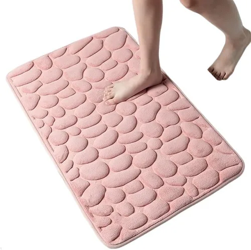 Vista 7 de Alfombra antideslizante de Baño con Relieve De Adoquines, Alfombra Antideslizante De Vellón Coral Para Bañera, Suelo De Ducha, Felpudo, Almohadilla