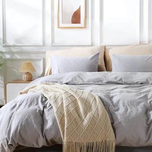 Vista 235 de NEXHOME PRO Funda de edredón Twin XL 100% algodón lavado, transpirable, duradera, texturizada, similar al lino, juego de ropa de cama para el hogar