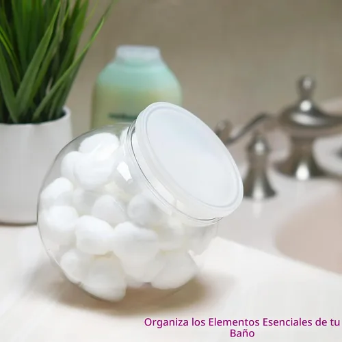 Vista 5 de Paquete de 3 tarros de plástico para caramelos, tarros redondos de 48 onzas con tapas para bufé de dulces, cocina y escritorio de oficina, tarros