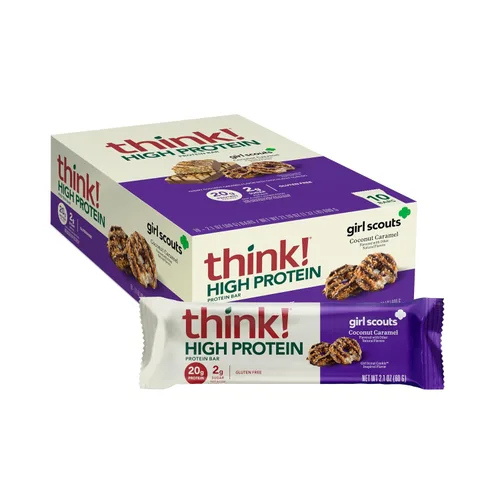 Vista 19 de Think! (thinkThin) Barras ricas en proteína de 20 gramos – Chocolate fundido, 0 gramos de azúcar, sin edulcorantes artificiales, sin gluten, sin