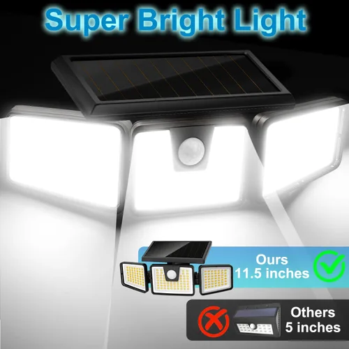 Vista 8 de AmeriTop Luces Solares para Exteriores, Paquete de 2 Luces LED Inalámbricas con Sensor de Movimiento Solar de Alto Brillo; 3 Cabezales Ajustables