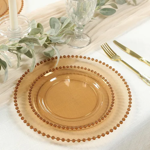 Vista 59 de Efavormart - Paquete de 10 platos de postre de plástico transparente rubor con borde de cuentas, platos redondos desechables para ensalada, 8