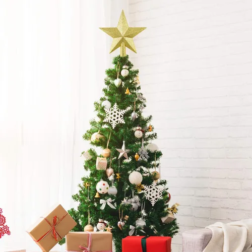 Vista 4 de FEPITO - Estrella de purpurina de 4.3 pulgadas, mini adorno para la punta del árbol de Navidad, pequeño adorno de árbol de Navidad inastillable