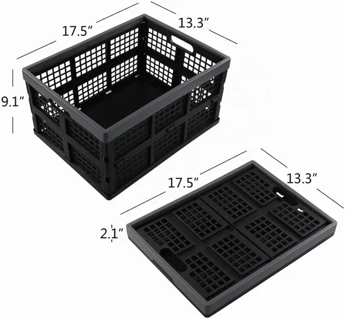 Vista 2 de Cajas de leche de almacenamiento de plástico de 34 L, cesta de almacenamiento plegable grande, 2 paquetes