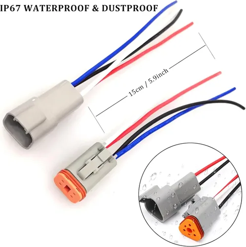 Vista 6 de Paquete de 6 conectores Deutsch DT de 2 pines, conectores eléctricos impermeables macho y hembra, arnés de cableado con cable de 16 AWG