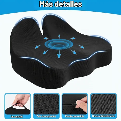 Vista 3 de Cushzone Cojín para Asiento, Cojines de Espuma de Memoria para Silla de Oficina, Diseño Ergonómico Curvo para Ciática, Coxis, Cóccix, Respaldo
