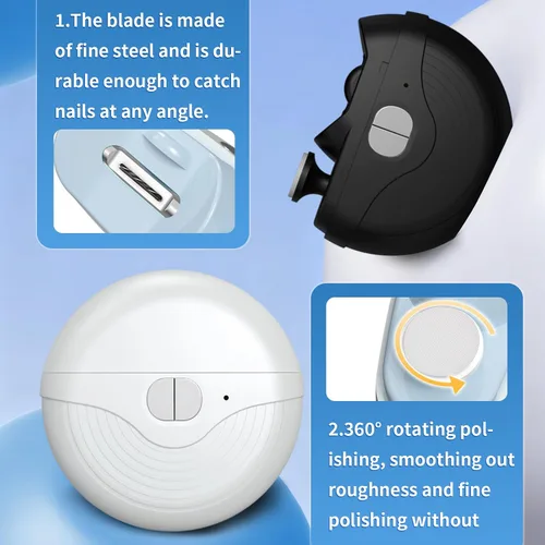 Vista 5 de Cortaúñas eléctrico inteligente para adultos mayores, uñas automáticas de 3 velocidades de potencia fuerte, recortadora de uñas automática de Negro