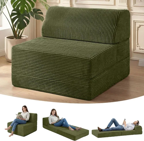 Vista 14 de Kasunpul sofá cama plegable con cojín, sofá cama plegable de espuma viscoelástica, silla cama convertible con funda lavable, sofá futón para piso