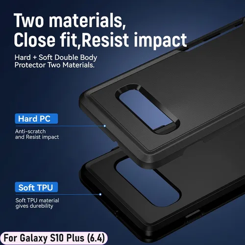 Vista 3 de Funda híbrida de doble capa para Galaxy S10 Plus/S10+ de 6.4 pulgadas, resistente a los golpes, resistente a los golpes, con 1 soporte magnético