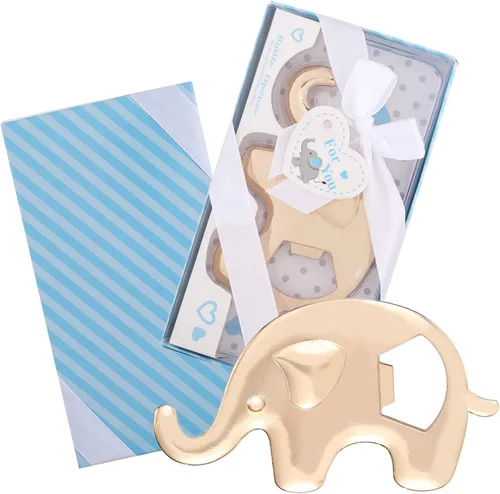 Vista 2 de Juego de 24 abrebotellas de elefante, recuerdo de fiesta de baby shower, para invitados, abrebotellas en forma de elefante, regalos de baby shower