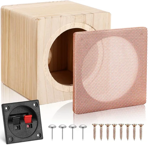 Vista 9 de Facmogu - Caja de altavoz de madera con puerto de 8 pulgadas, caja de madera maciza sin ventilación Empty Wooden Speaker Box with Grill Cover &