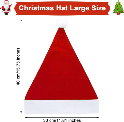 Vista 2 de SATINIOR 28 piezas de Navidad rojo Papá Noel sombrero de peluche de Papá Noel sombrero de tela no tejida sombrero de disfraz para niños adultos