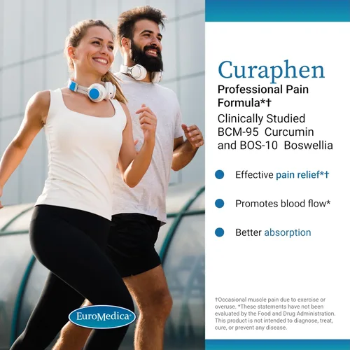 Vista 3 de Euromedica Curaphen - 120 cápsulas - Fórmula profesional - Curcumina potente y boswellia con DLPA y nattoquinasa - Ingredientes clínicamente