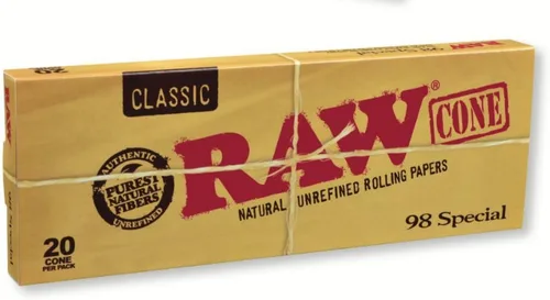 Vista 2 de RAW Conos preenrollados naturales clásicos sin refinar por paquete, marrón, sin perfume, 20