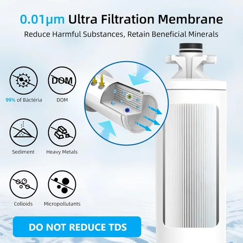 Vista 2 de Filtro de agua para debajo del fregadero, ultra filtración multietapa para Baçtёria, reducción de cloro y olor, 9K Gal/2 años, fácil instalación