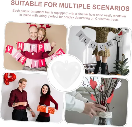 Vista 2 de 10 adornos de corazón rellenables para manualidades, adornos de Navidad en forma de corazón transparente para árbol de Navidad, boda, decoración
