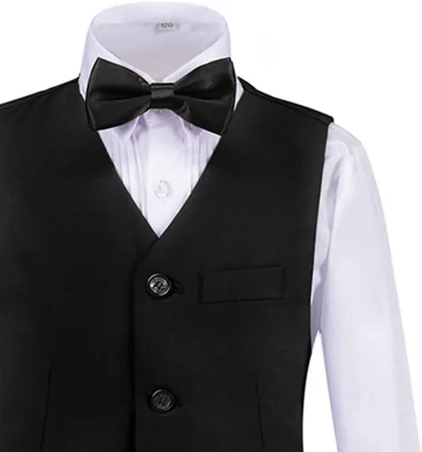 Vista 5 de Addneo Conjunto de trajes formales para niños con camisa de vestir y corbatín
